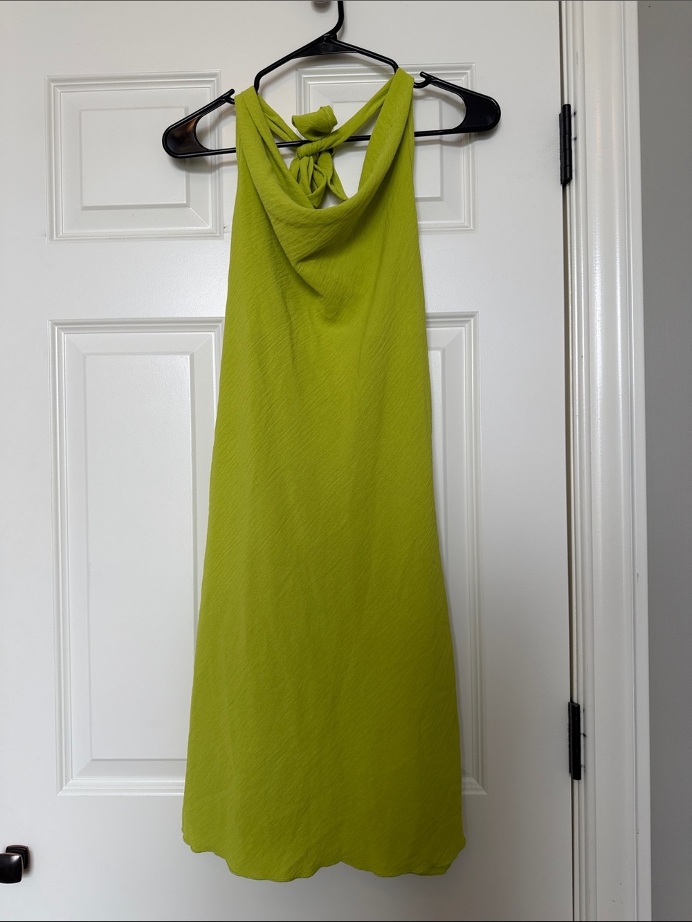 See You Monday Lime Green Cowl Halter Midi Dress